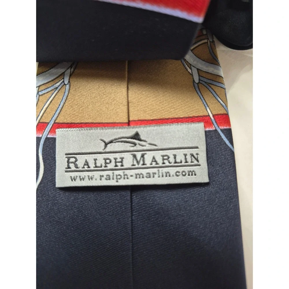 Ralph Marlin Mens Basketball Hoop Novelty Necktie Navy Blue Polyester Sports Tie